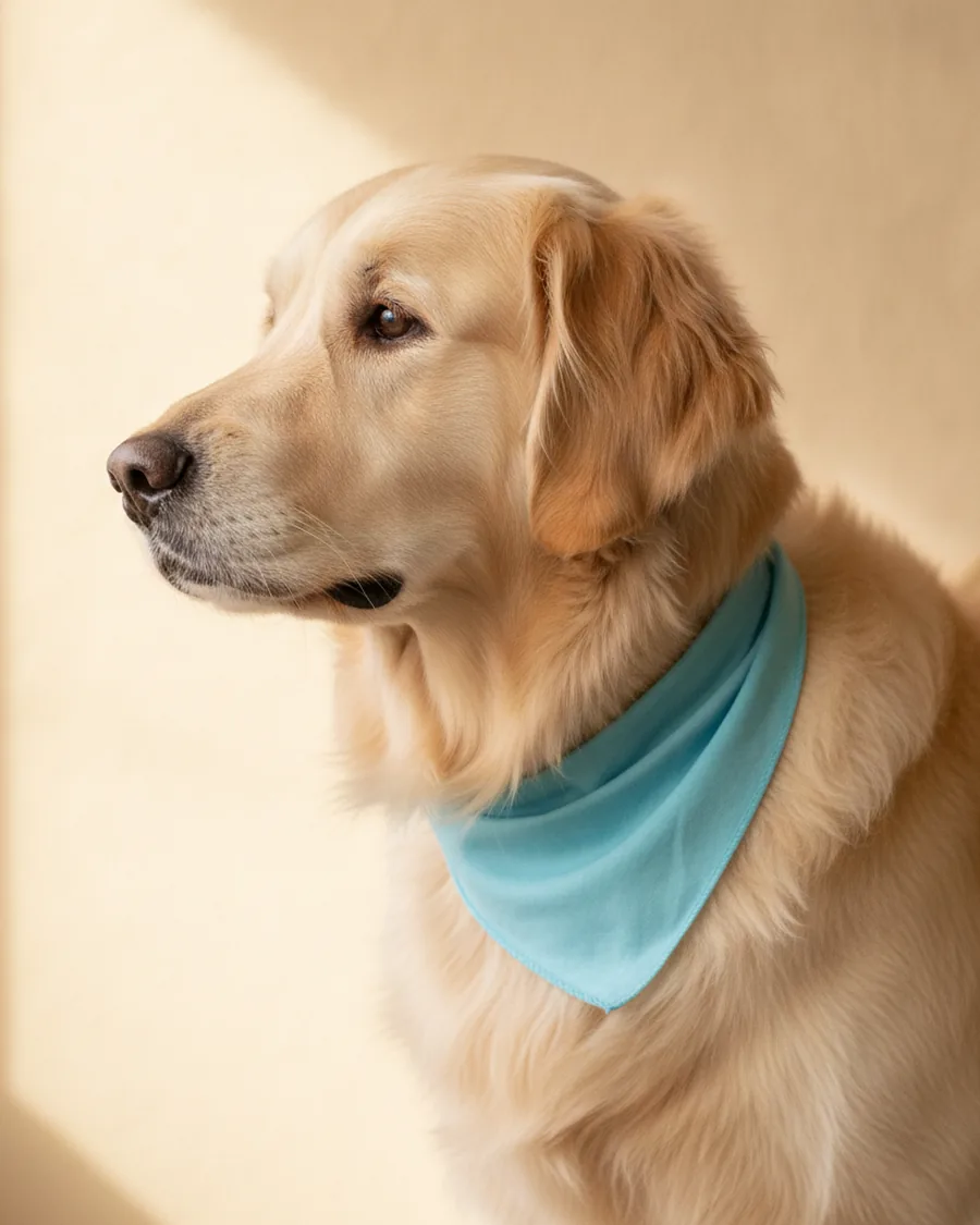 Golden retriever with a fluffy blow-dried coat